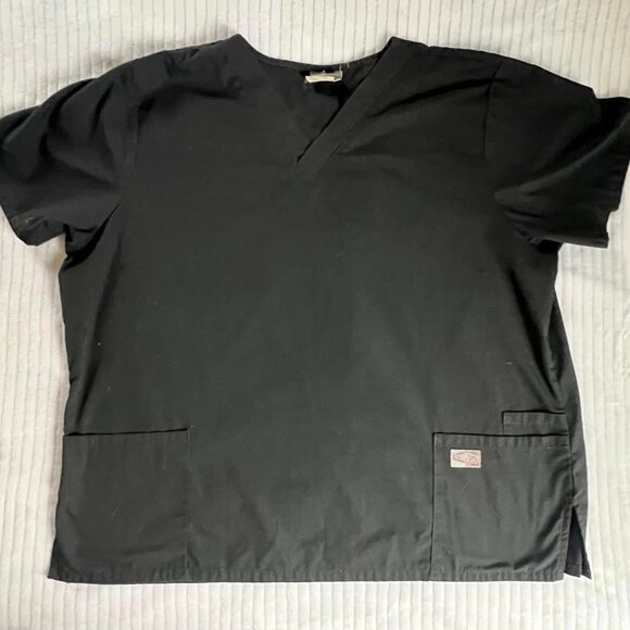 Women's Size XXL Scrub Zone Black V-Neck Scrub Top - Picture 1 of 7
